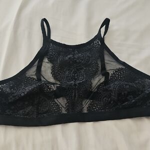 Victoria's Secret Black Lace High-Neck Bralette
